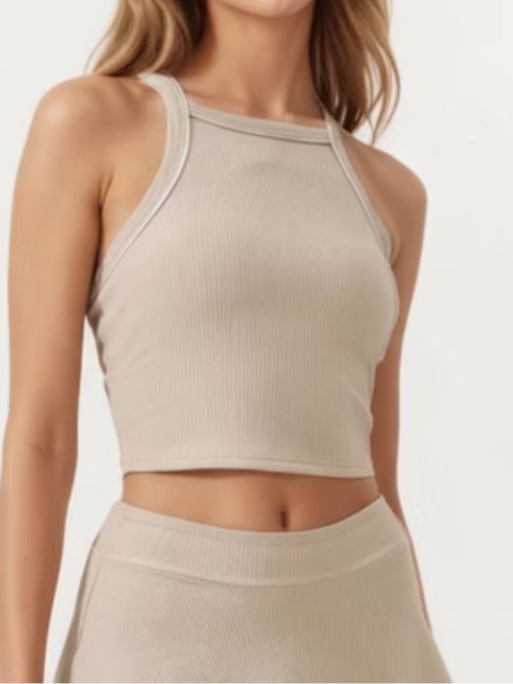 Aura Ribbed High-Neck Cropped Tank